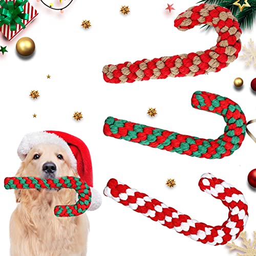 ZDQC 3 Stück Hundespielzeug Zuckerstange,Hunde Kauspielzeug,Hundespielzeug Seil Baumwolle,Weihnachts Zuckerstange Seil,Hund Weihnachten Spielzeug,Weihnachten Hundespielzeug,Hundeseilspielzeug von ZDQC