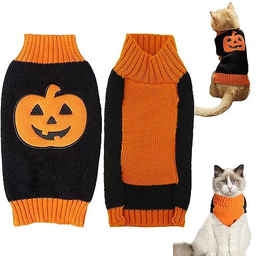 1 Stück Haustier Sweater, Pet Halloween Pullover, Kürbis Kleidung, Hund Winter Pullover, Haustiere Katze Pullover, Warm Welpe Hunde Shirt, Haustier Party Pullover, Geschenk für Hunde und Katzen (M) von ZEACCT