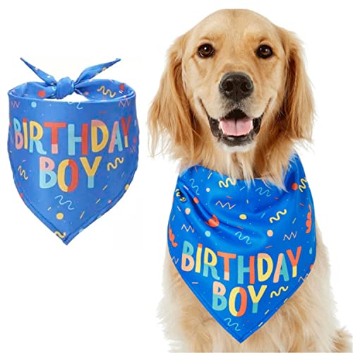 Hund Geburtstag Bandana, Hunde Geburtstag Dreieck Schal, Hund Geburtstag Schal, Hund Geburtstag Dreieck Lätzchen, Waschbar Haustier Geburtstag Bandana, für Kleines Mittelgroß Hund Haustier (Blau) von ZEACCT