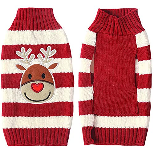 ZEACCT Hundepullover Weihnachten Hund Rollkragenpullover Weihnachten Muster Strickwaren warme Haustier Pullover, Winter Hund Mantel, Pullover Pet-Kostüm für Hundewelpen Party Puppy Geschenk für Hund von ZEACCT