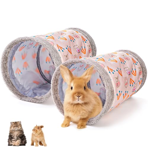 ZENFUN 2 Packungen Hasentunnel, Meerschweinchen, Kaninchen, Tunnel, Tube, Spielzeug – Hase, Hamster, Versteck für Kleintiere, Aktivitätstunnel, Zubehör für Zwergkaninchen, Meerschweinchen, Kätzchen von ZENFUN