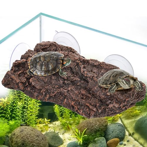 ZENFUN Schildkröte Sonnenplattform, Baby Schildkröte Klettern Schiefer Harz Ledge Stone mit starken Saugnäpfen, Schildkröte Ruheplattform, Schildkröte Dock Sonnenplatz für Amphibien Frösche von ZENFUN