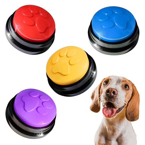 ZENOVA PETS Sprechende Knöpfe für Hundepfoten Hundetrainingsknöpfe beschreibbare sprechende Haustier Starter-Set für Kommunikationstraining Essentials Welpenbedarf Hundespielzeug und Zubehör 4er-Pack von ZENOVA PETS