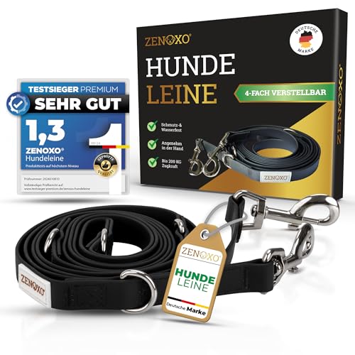 ZENOXO® [3m] Hundeleine | Schmutz- & wasserfest - Ideal für mittlere & große Hunde - 4-Fach verstellbare Laufleine & Umhängeleine von ZENOXO