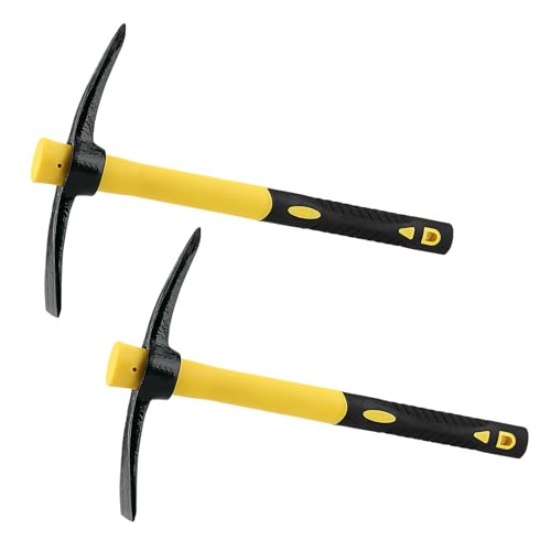 ZEONHEI 2 Stück Spitzhacke Groß Garten Pickaxe mit Stahl Geschmiedetem Kopf und Kunststoffbeschichteter Fiberglas-Griff (38cm), Kreuzhacke Robust Flachhacke Kombihacke Ideal für Gartenarbeit Camping von ZEONHEI