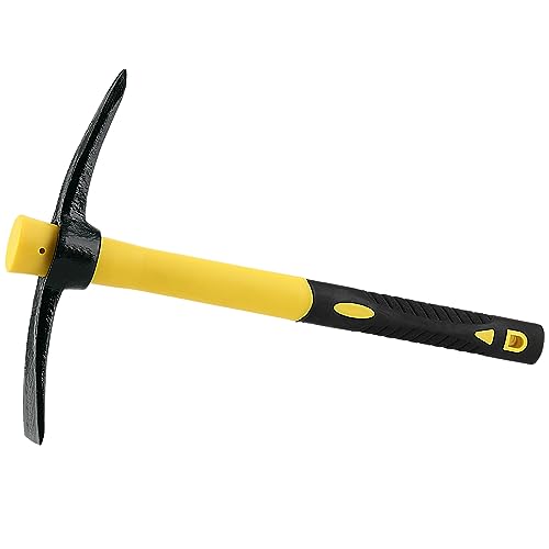 ZEONHEI Spitzhacke Groß Garten Pickaxe mit Stahl Geschmiedetem Kopf und Kunststoffbeschichteter Fiberglas-Griff (38cm), Kreuzhacke Robust Flachhacke Kombihacke Ideal für Gartenarbeit, Camping von ZEONHEI