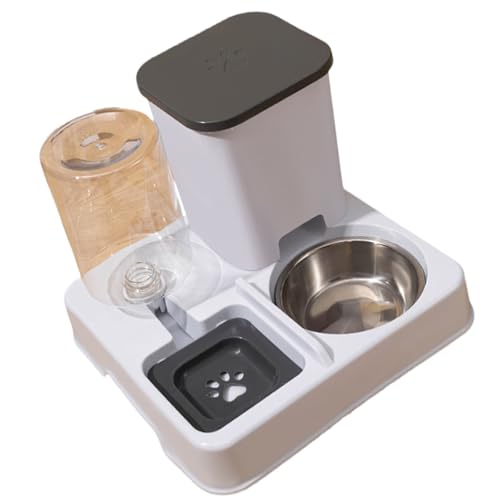 2-in-1-Wasserspender für Haustiere, Edelstahl, erhöhtes Design, rutschfeste Bewässerungsschale für Katzen, Hunde, Zuhause, Büro, Katzen, Wasserspender, automatischer Futterspender für Reisen 2-in-1-Wasserspender für Haustiere, Edelstahl, erhöhtes Design, rutschfeste Bewässerungsschale für Katzen, Hunde, Zuhause, Büro, Katzen, Wasserspender, automatischer Futterspender für Reisen von ZEPFJHE