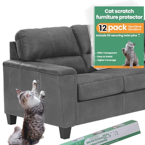 ZERNBER Katzen-Couchschutz (verdickt), 12 Stück, Anti-Kratz-Möbelschutz, Vinyl-Couchschutz für Katzen, Stoffsofa, Couch, Katzenkratzschutz, Kratzschutzband für Katzen von ZERNBER