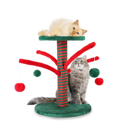 Zerofeel Katzenkratzbaum, Katzenkrallenkratzbaum mit natürlichem Sisal-Seil, Hängeball, Plüsch-Sisal-Kratzstab mit baumelndem Ball, bedeckt mit weichem, glattem Plüsch, für Katzen und Kätzchen von ZEROFEEL