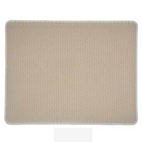 Katzenstreu-Matte, Streu-Auffangmatte, doppellagiger, leichter Teppich, wasserdicht, EVA, waschbar, Katzenmatte for kleine und mittelgroße Katzen, Kitty (Color : Khaki, Size : 118x68cm/46.4x26.7in) von ZERVA