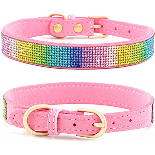 ZESLIV Bunt Hundehalsband mit Strasssteinen weiches Wildlederhalsband für mittelgroße Hunde, glitzernde Diamanten für Hunde und Katzen von ZESLIV