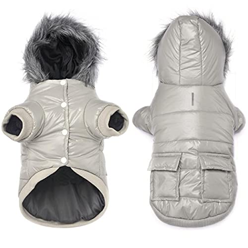 ZESLIV Hunde Daunenjacke Hundemantel Haustier Hundejacke Hunde Thermo Jacke Winterweste Grau L von ZESLIV