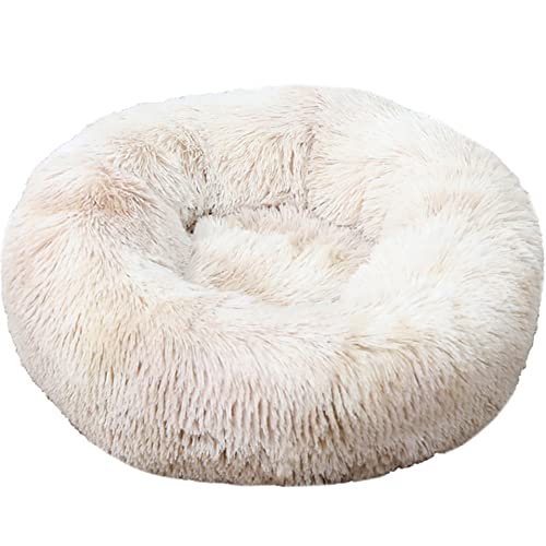 ZESLIV Hundebett rund Hundekissen Hundesofa Katzenbett Donut Hundebett Kleine Hunde Bett waschbares Flauschiges Haustierbett Batik bunt von ZESLIV