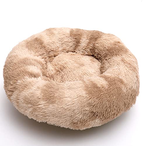 ZESLIV Hundebett rund Hundekissen Hundesofa Katzenbett Donut Hundebett Kleine Hunde Bett waschbares Flauschiges Haustierbett Batik bunt von ZESLIV