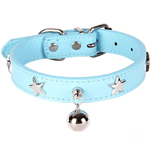 ZESLIV Hundehalsband Katzen Halsband aus PU Leder mit Glocke Halsband für Haustier kleine mittelgroße große Hunde, Verstellbares Halsband von ZESLIV