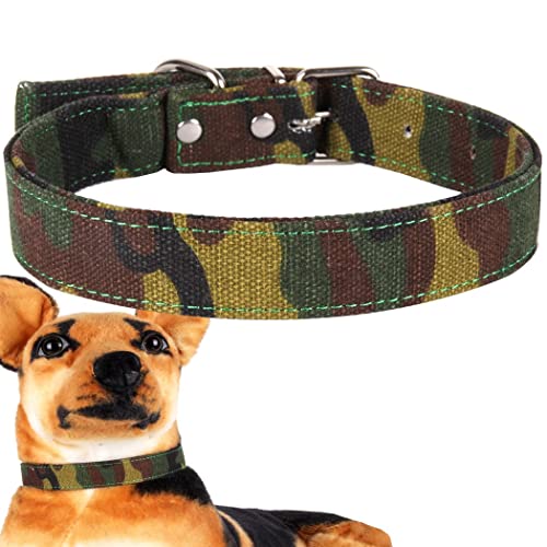 ZESLIV Hundehalsband Katzen Halsband aus Segeltuch Camouflage Halsband für Haustier kleine mittelgroße große Hunde, Verstellbares Halsband von ZESLIV