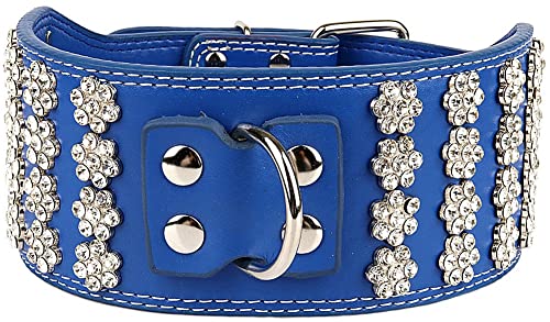 ZESLIV Hundehalsband Welpenhalsband Strass Halsband für große kleine mittelgroße Hunde Haustierhalsband Katzen Halsband 56x7,5cm Blau von ZESLIV