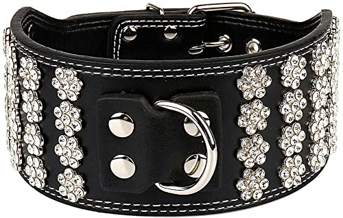 ZESLIV Hundehalsband Welpenhalsband Strass Halsband für große kleine mittelgroße Hunde Haustierhalsband Katzen Halsband 56x7,5cm Schwarz von ZESLIV