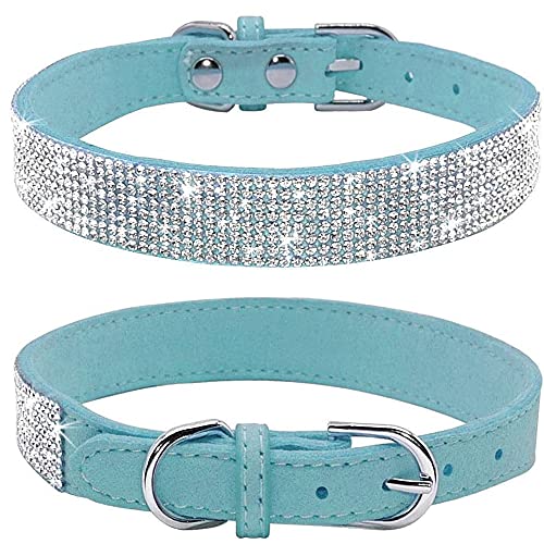 ZESLIV Hundehalsband mit Strasssteinen weiches Wildlederhalsband für mittelgroße Hunde, glitzernde Diamanten für Hunde und Katzen von ZESLIV