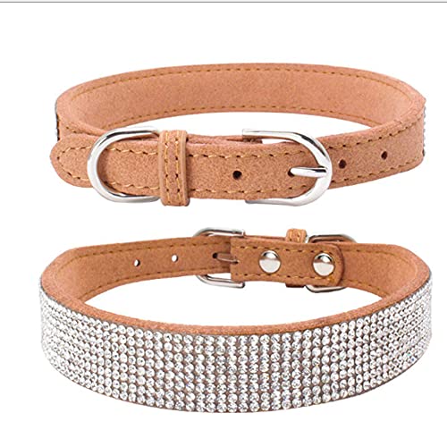 ZESLIV Hundehalsband mit Strasssteinen weiches Wildlederhalsband für mittelgroße Hunde, glitzernde Diamanten für Hunde und Katzen von ZESLIV