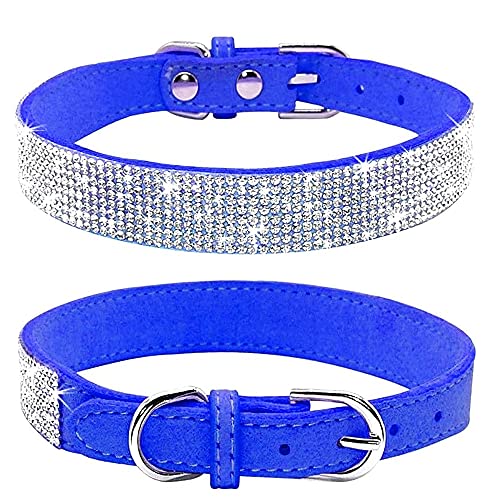 ZESLIV Hundehalsband mit Strasssteinen weiches Wildlederhalsband für mittelgroße Hunde, glitzernde Diamanten für Hunde und Katzen von ZESLIV