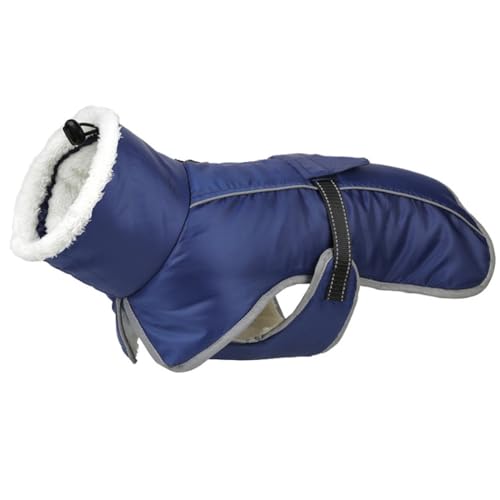 ZESLIV Hundejacke Fleecefutter Winterweste wasserdichte Jacke Hunderegenmantel für Kleine Hunde, Dunkelblau von ZESLIV