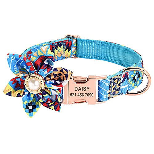 ZESLIV Katzenhalsband Zubehör für Haustierhalsbänder, verstellbar Katzen und kleine Hunde Gravierbare Buchse Haustier-Halsband Clan Wind Blumen von ZESLIV