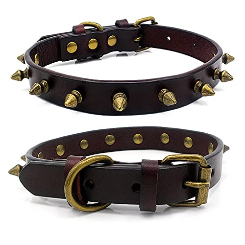 ZESLIV Retro Hundehalsband aus mit Spikes Halsband verstellbar MIT Nieten breit Schutz Mut Pets von Anderen Beißen Reihe von Nieten von ZESLIV