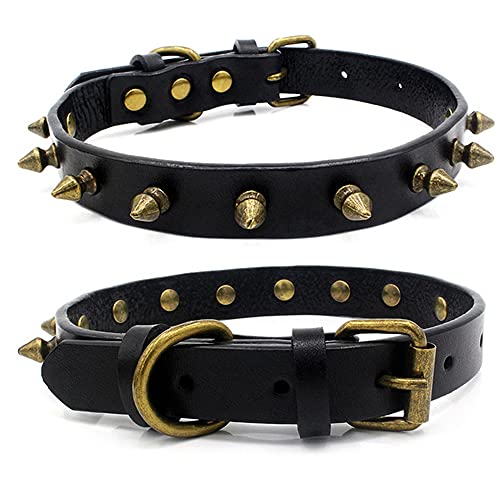 ZESLIV Retro Hundehalsband aus mit Spikes Halsband verstellbar MIT Nieten breit Schutz Mut Pets von Anderen Beißen Reihe von Nieten von ZESLIV