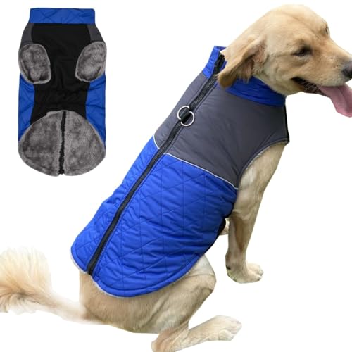 ZESLIV Warme Hundejacke Fleecefutter Winterweste wasserdichte Jacke Hundemäntel für Kleine Mittelgroße Große Hunde, Blau von ZESLIV