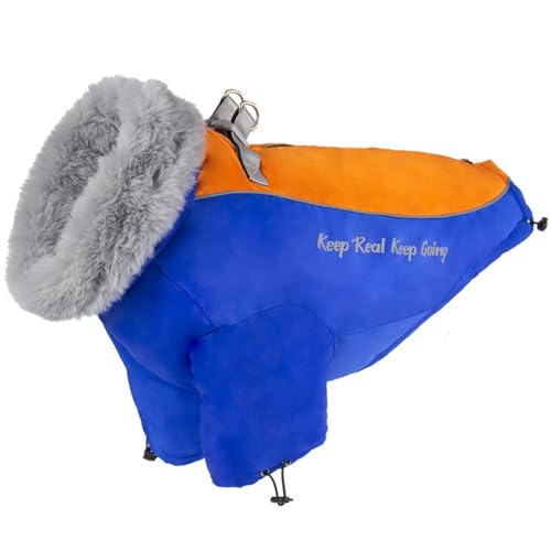 ZESLIV Warme Hundejacke Winterweste wasserdichte Fleecejacke Hunderegenmantel für Mittelgroße Große Hunde, Blau 4XL von ZESLIV