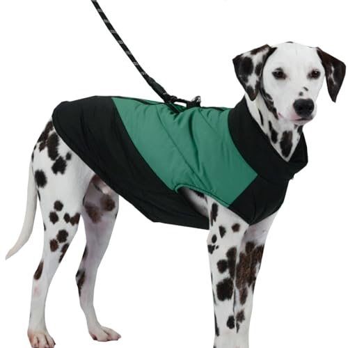 ZESLIV Warme Hundejacke Winterweste wasserdichte Jacke Gepolstert Hunderegenmantel für Kleine Mittelgroße Große Hunde, Grün von ZESLIV