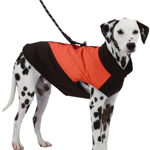 ZESLIV Warme Hundejacke Winterweste wasserdichte Jacke Gepolstert Hunderegenmantel für Mittelgroße Große Hunde, Orange von ZESLIV