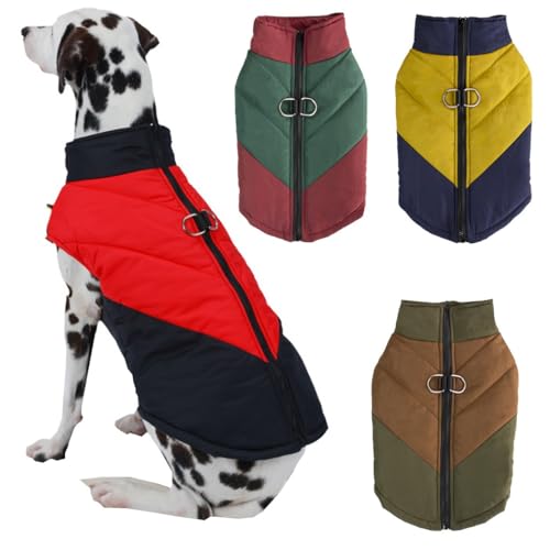 ZESLIV Warme Hundejacke Winterweste wasserdichte Jacke Haustier Kleidung Hunderegenmantel für Kleine Mittelgroße Große Hunde, Braun von ZESLIV