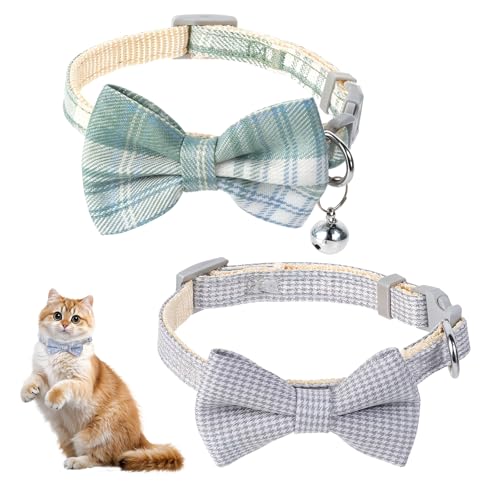 ZEYIYER Katzenhalsband mit Glöckchen, waschbares Katzenhalsband mit Fliege, Halsband für Haustiere, Kätzchen, Katzen, Hunde, Gentleman, Katze, elegante Haustier-Schleifenhalsbänder, verstellbar von von ZEYIYER