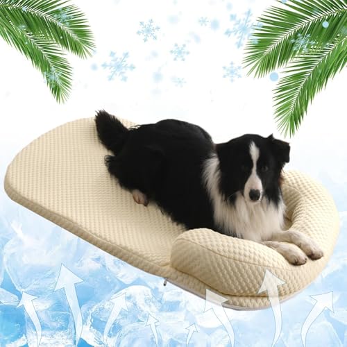 ZF YLYH Hunde Sommer Kühlkissen Selbst Kühlende Hundematte, Weiche Kühlmatte Haustier Kühlkissen für Hundehütten Tragbar Waschbares Hundematten Pet Cooling Mat(Yellow,100X75cm) von ZF YLYH