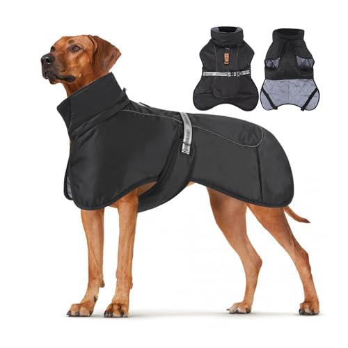 ZF YLYH Hundejacke Verstellbare Wasserdichter Warmer Hund Wintermantel für Kleine Mittel Große Hunde, Hundemantel für Teddy Labrador Chihuahua Beagle(Schwarz,2X-Large) von ZF YLYH