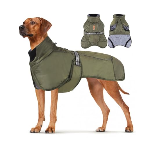 ZF YLYH Hundejacke Wasserdichter Hundemantel Reflektierende Jacke für kaltes Wetter Warmer Mantel für Hund Indoor Outdoor Wandern Warmer Hund Wintermantel(Green,2X-Large) von ZF YLYH