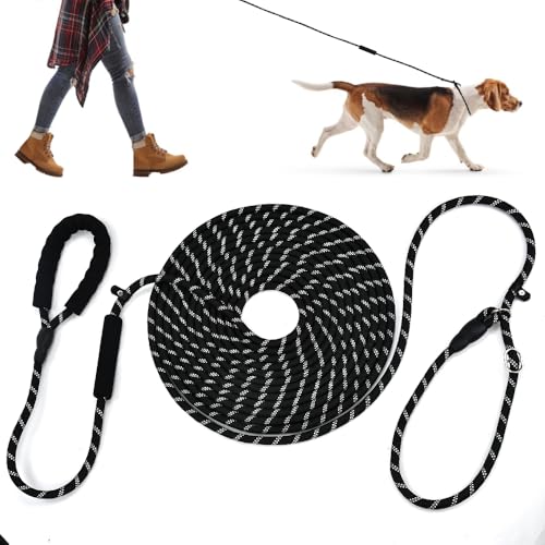 Schleppleine für Hunde, ZFOEFO 10m Lange Hunde Schleppleine Schwarz Hundeleine Große Hunde Schleppleine Reflektierende Schleppleine 10mm*10m Schleppleine für Hunde von ZFOEFO