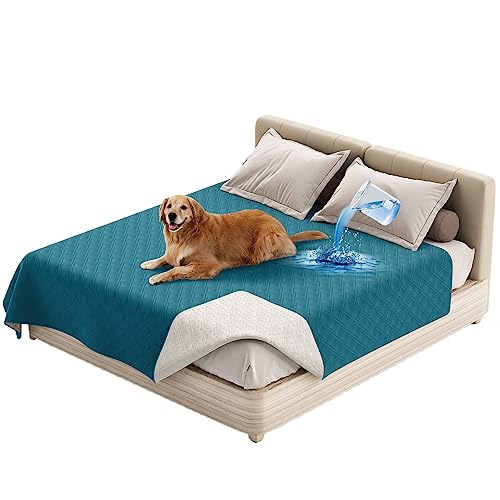 Wasserdichte Doppel Tagesdecke Gesteppter Hundekissen Ersatzbezug Hundebett Wechselbezug Silikon Rutschfest Möbelschutz Für Bett, Sofa, Couch Hunden Katzen Kinder (102 x 127 cm/40 x 50 in,Tiefes) von ZGDDPZA