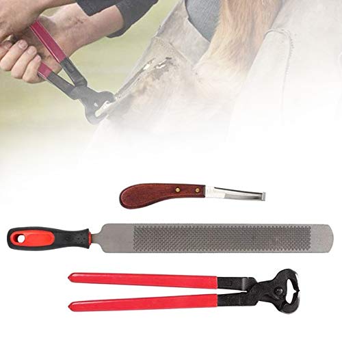 ZH-VBC Hufzange für Pferde Set, Pferd Hufschmied Huftrimm Werkzeug Kit, 3 Stück Hufpflege für Pferde Hoof Nipper Trim Datei Raspel Griff Hufschneider Werkzeug Pferdepflege Zubehör von ZH-VBC