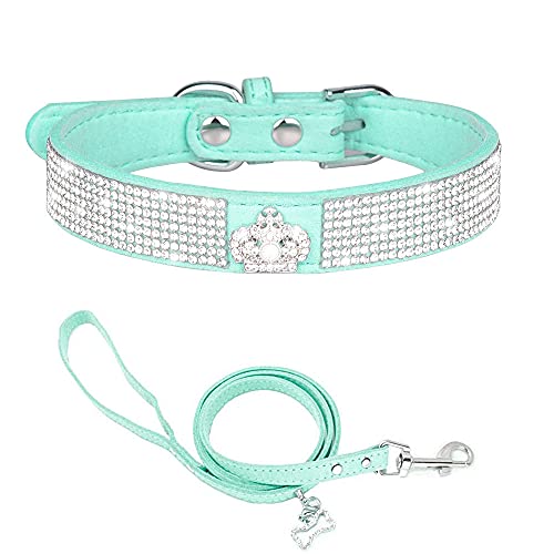 Haustier Kristall Diamant Bogen Hund Katze Einstellbare Halskette Sicherheit Katze Kopf Schnalle Welpen Katze Halsbänder Leder Kätzchenkragen-Grün-1._L (Seil 120 cm * 2,0 cm) von ZHANGXIANG