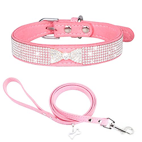 Haustier Kristall Diamant Bogen Hund Katze Einstellbare Halskette Sicherheit Katze Kopf Schnalle Welpen Katze Halsbänder Leder Kätzchenkragen-Rot 2_L (Seil 120 cm * 2,0 cm) von ZHANGXIANG