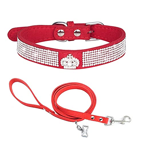 Haustier Kristall Diamant Bogen Hund Katze Einstellbare Halskette Sicherheit Katze Kopf Schnalle Welpen Katze Halsbänder Leder Kätzchenkragen-Rot-3._L (Seil 120 cm * 2,0 cm) von ZHANGXIANG