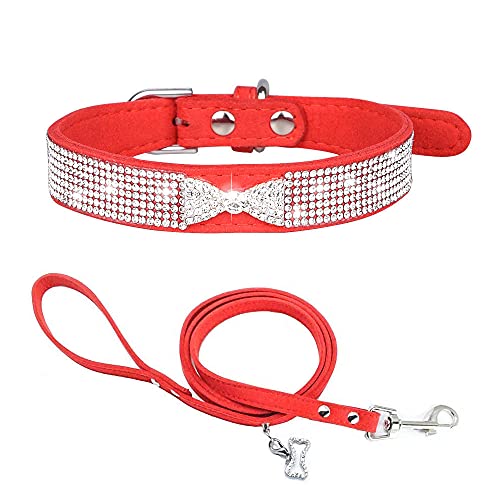 Haustier Kristall Diamant Bogen Hund Katze Einstellbare Halskette Sicherheit Katze Kopf Schnalle Welpen Katze Halsbänder Leder Kätzchenkragen-Rot-3._XXS (Seil 120 cm * 2,0 cm) von ZHANGXIANG