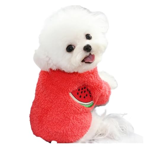 Hundekleidung Warmes Welpenoutfit Chihuahua Haustierkleidung für kleine Hunde Mantel Hoodie Obst Haustierkleidung (Farbe: Rot, Größe: XL) von ZHAOAM
