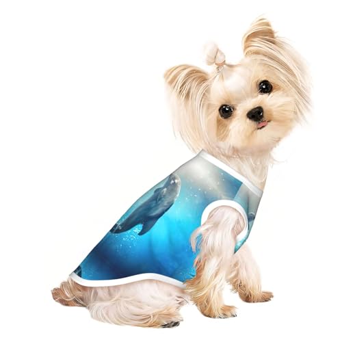 L Pet atmungsaktives ärmelloses T-Shirt – leichtes Tanktop mit Delphin-Motiv im Meer, Outfit für kleine und mittelgroße Hunde L Pet atmungsaktives ärmelloses T-Shirt – leichtes Tanktop mit Delphin-Motiv im Meer, Outfit für kleine und mittelgroße Hunde von ZHAOUR