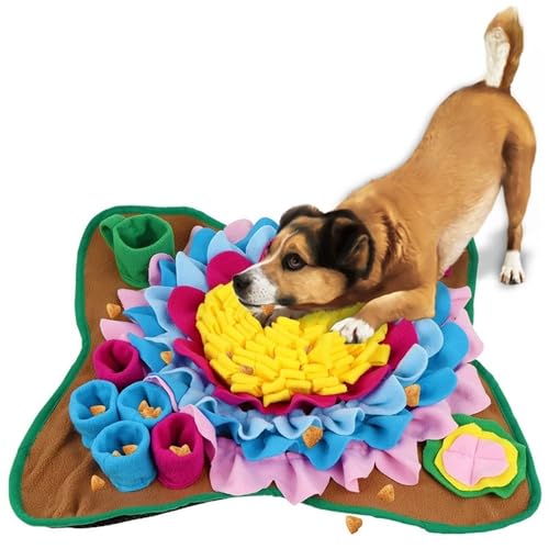 SchnüFfelteppich Hund Schnüffelmatte for Hunde Interaktives Futterspiel mit Rutschfester Unterseite Hundeleckerli-Futtermatte fördert natürliche Nahrungssuche(Sunflower) von ZHAOYUQI