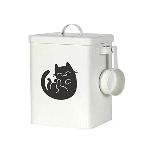 ZHDOKA Hunde- und Katzenfutter-Aufbewahrungsbehälter, Haustier-Leckerli- und Futter-Aufbewahrungsbehälter mit Deckel und Trockenfutterschaufel, langlebig, luftdichter Katzenfutterbehälter, weiß von ZHDOKA