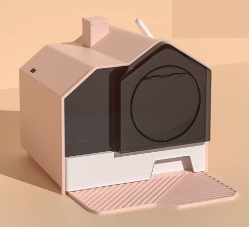 Automatische Katzentoilette Großes Haus-Katzenstreubecken, vollständig geschlossene, schubladenartige Anti-Sand-Katzentoilette, Katzenkotbecken, Baby-Katzenzubehör (Color : Pink) von ZHELLY